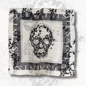 AllSaints Black and White Skull Scarf